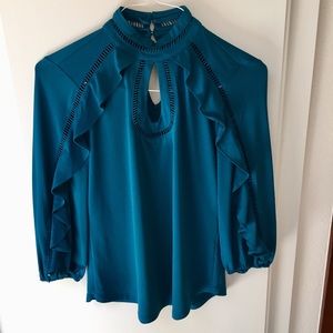 NY&Co 7th Avenue Teal Eyelet Blouse